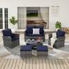 CAVINAS Patio Sofa Set, Wicker Lawn Chairs Set with Footstool, Modern Patio Sectional with Coffee Table for Garden - 2 of 4