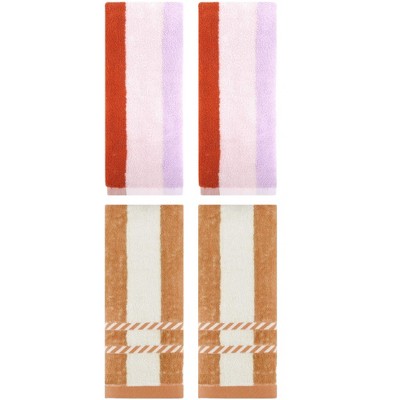 REGALWOVEN 4 Pcs Soft Absorbent Stripe Hand Towel for Bathroom, Kitchen