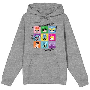 Powerpuff Girls Character Collage Long Sleeve Athletic Heather Adult Hooded Sweatshirt - 1 of 3