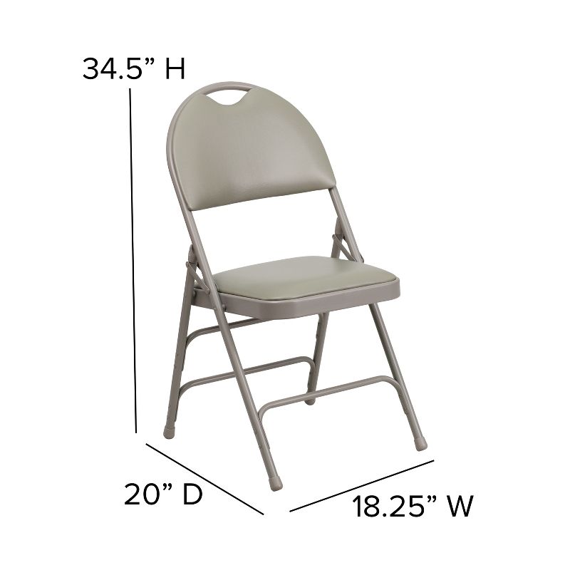 Flash Furniture 4 Pack HERCULES Series Extra Large Ultra-Premium Triple Braced Metal Folding Chair with Easy-Carry Handle, 4 of 9