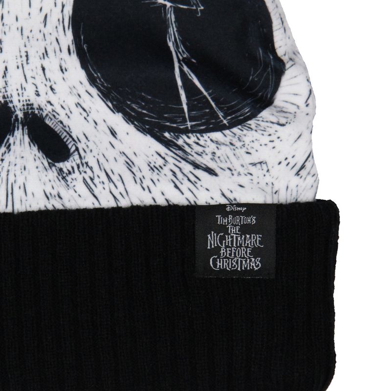 Disney Nightmare Before Christmas Jack Skellington Sublimated Knit Beanie Hat Black, 4 of 5
