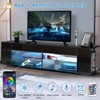 Hommpa TV Stand for TVs Up to 65" with Open Glass Shelves Remote LED Light - 3 of 4