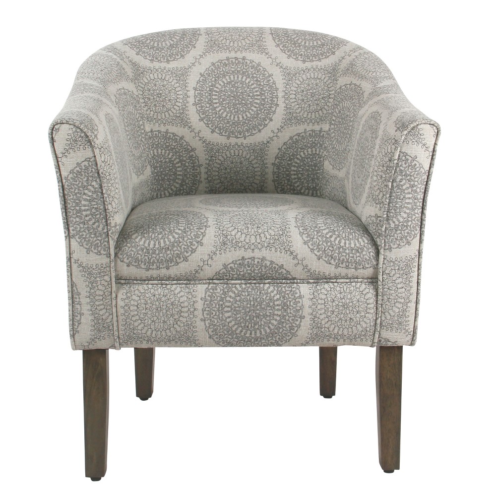 Photos - Chair Modern Barrel Accent  Gray Medallion - HomePop