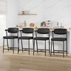 Counter-Height Bar Stool Set with Armrest, Footrest, Soft Back, and Cushioned Seat – Metal Barstools Set for Kitchen Islands and Counters - 2 of 4