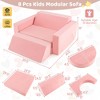 Costway Kids Modular Play Sofa 8 PCS with Detachable Cover for Playroom & Bedroom Indoor Pink/Grey - 3 of 4