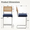 Hyleory Faux Rattan Back Counter Stool, 26" Seat Height, Solid Wood Frame with Stainless Steel C-Shaped Base, Padded Seat - 3 of 4