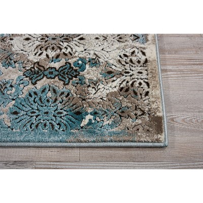 Elysian Bliss Blue Floral Handmade Synthetic Area Rug - 26"x7"