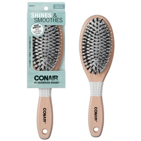 Conair Ceramic Wood Nylon & Boar Bristle Cushion Hair Brush - All Hair - image 1 of 4