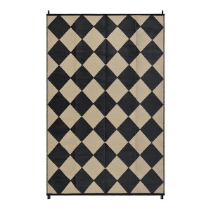 Outdoor Rug Modern Plastic Straw Carpet, Geometric Reversible Outdoor Plastic Straw Camping Rug, RV Mat for Deck, Backyard, Balcony, Porch - 1 of 4