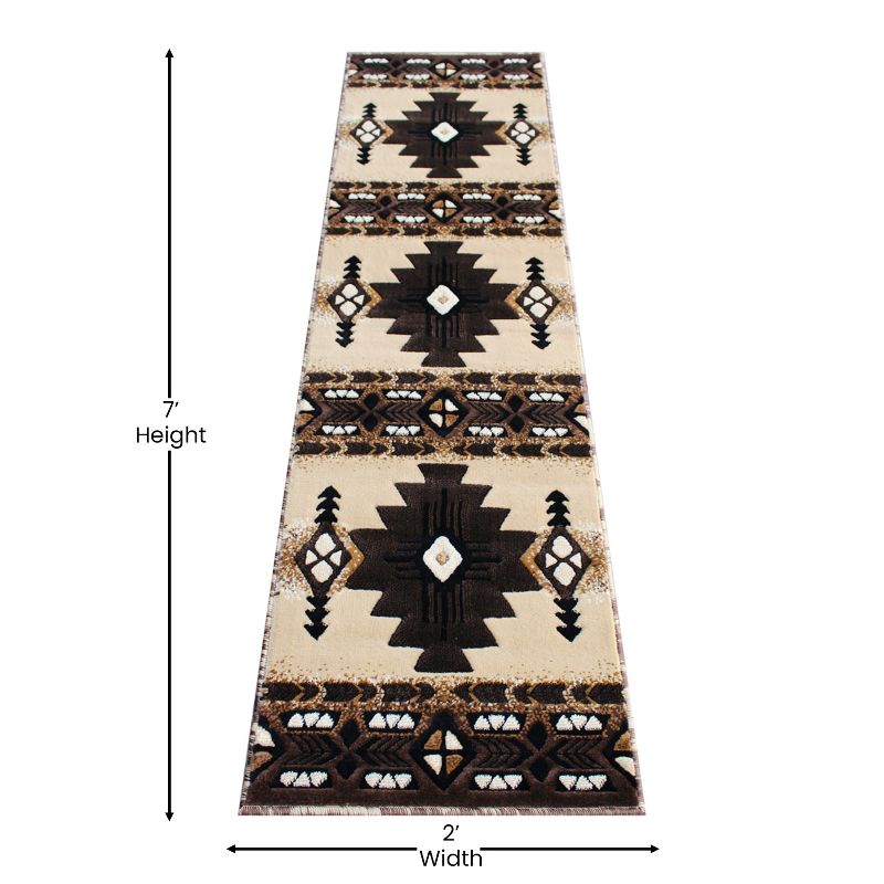 Emma and Oliver Olefin Accent Rug with Complementary Southwestern Pattern and Jute Backing, 3 of 6