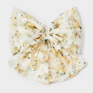 3D Flower Bow Hair Barrette - Wild Fable™ Yellow/Cream: Botanical Pattern, Recycled Polyester - 1 of 2