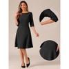 INSPIRE CHIC Women's Boat Neck Half Sleeves Midi Flared Office Dresses - 2 of 4