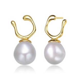 Guili Sterling Silver Gold Plated Hook Earrings with Freshwater Pearls, a versatile design for elevating outfits on any occasions. - 1 of 3