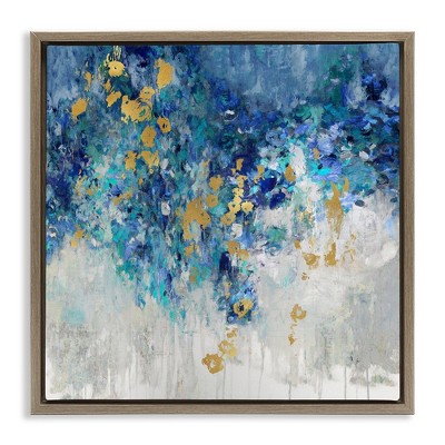 Stupell Industries Abstract Blue Gold Paint Design, 25" x 25"