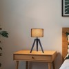 18" Industrial Tripod Table Lamp with Natural Wood Base, Metal Accents & Linen Shade for Bedroom, Living Room or Office,Black - 2 of 4