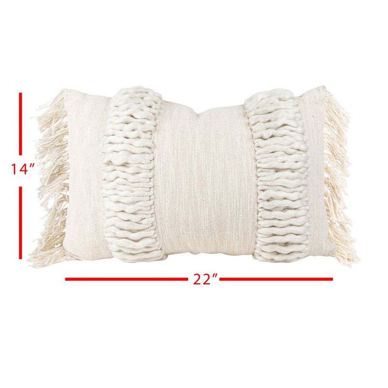 Textured Yarn White 14X22 Hand Woven Filled Pillow - Foreside Home & Garden, 5 of 6