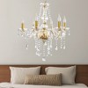 DORESshop 6-Light Gold Chandelier with Crystal Shade, E12 Base for Living Room, Dining Room, Entryway(Light Bulbs Not Included) - 2 of 4