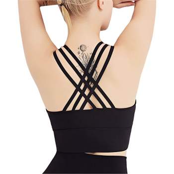 Anna-Kaci Women's Strappy Crisscross Back Padded Wirefree Yoga Activewear Sports Bras Top