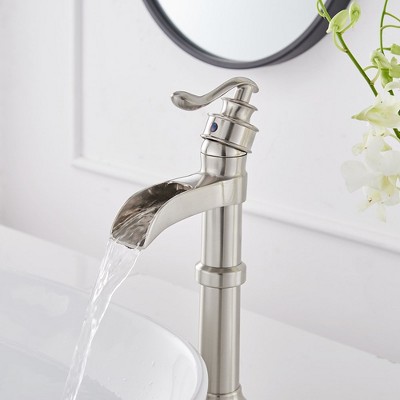 Brushed Nickel Single-Handle Waterfall Vessel Bathroom Faucet