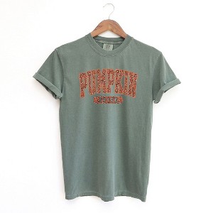 Simply Sage Market Women's Leopard Pumpkin Spice Short Sleeve Garment Dyed Tee - 1 of 2