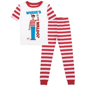 Where's Waldo Youth Short Sleeve Shirt & Striped Sleep Pajama Pants Set - 1 of 4