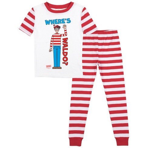 Where’s Waldo Youth Short Sleeve Shirt & Striped Sleep Pajama Pants Set - image 1 of 4