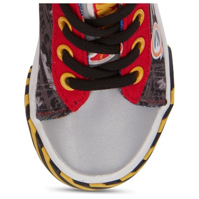 Мужские кроссовки Hot Wheels Toddler Boy Sneakers - Cars, Trucks, Tracks and Engines - Checkered Flag Race Car Lace Up Kids Sneakers (Black, 6) — фото 4