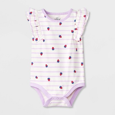 Baby Girls' Solid Ruffle Bodysuit - Cat & Jack™ Cream 0-3M