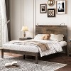 CAVINAS Full/Queen Size Farmhouse Wood Platform Bed Frame with Headboard & Bedside Lights,No Box Spring Needed - 3 of 4