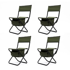 Sevobal Outdoor Portable Chairs 4 piece Gray Folding Chair with Storage Bag for Indoor Outdoor Camping Picnics Fishing, Green, 19.3"*15.35"*30.5" - 1 of 4