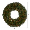 Nearly Natural 5-ft Giant Flocked Artificial Christmas Wreath with 280 Multicolored Lights, Glitter and Pine Cones - 2 of 4