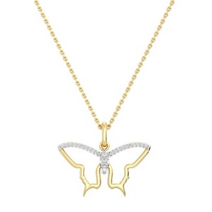 GILDED 1/10 or 1/4 Ctw Lab Grown Diamond Animal & Critter Pendant Necklaces in 925 Sterling Silver or 14KT Gold Plated, 18" Chain - 1 of 4