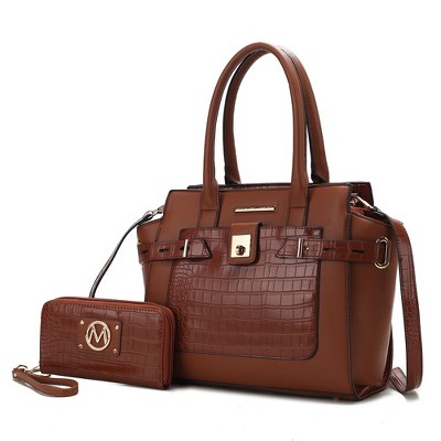 MKF Collection Isla Crocodile Embossed Women’s Satchel Bag with wallet by Mia K