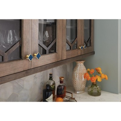 Gold and Navy Blue Clover Cabinet Knob Set
