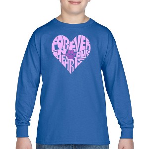 LA Pop Art Forever In Our Hearts - Boy's Word Art Long Sleeve T-Shirt - 1 of 4