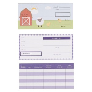 Blue Panda 150 Sheets Pretend Checkbook for Kids with Fake Deposit Slip and Check Register for Play School Supplies (Farm Animals) - 1 of 4