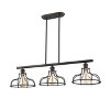 Chloe Lighting Jaxon Industrial-Style 3 Light Rubbed Bronze Island Hanging Fixture 37" Wide - 3 of 4