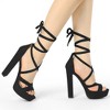 Allegra K Women's Lace Up Platform Chunky High Heels Sandals - 2 of 4