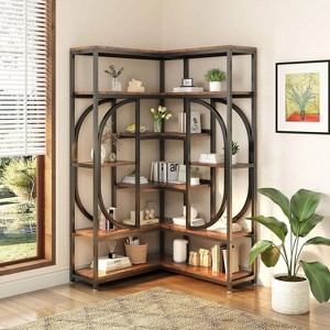 Hommoo 7-Shelf Corner Bookshelf, L-Shaped Bookcase Display Rack - 1 of 4