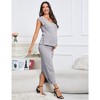 Maternity 2 Piece Outfits For Women V Neck Lightweight Vest Casual Half Slit Dress Summer Knit Top Sets - 3 of 4