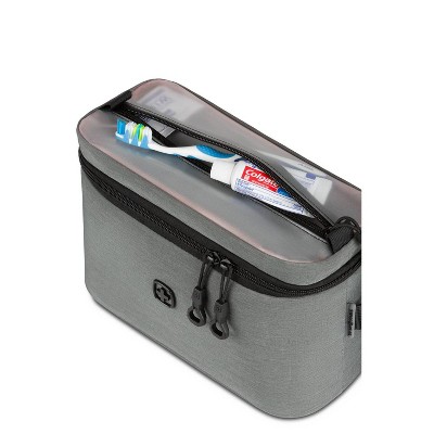 SWISSGEAR Travel Dopp Kit - Gray: Zipper Closure, Handle, Multiple Compartments