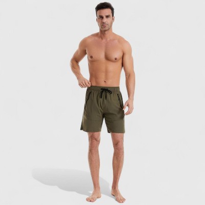 Anna-Kaci Swim Anna-Kaci Men's Solid Performance Swim Trunks with Zip Pockets and Adjtable Drawstring Waist - X Large, Olive Green — фото 4
