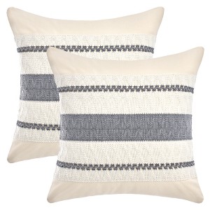 REGALWOVEN Patchwork Fade-Resistant Striped Woven Decorative Throw Pillow Covers 2 Pcs - 1 of 4