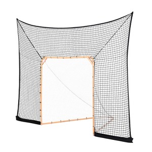 VEVOR Hockey and Lacrosse Goal Backstop, 12x9 ft Lacrosse Net with Extended Coverage, Backyard Lacrosse Equipment, for Youth Adult (NET ONLY), Black - 1 of 4
