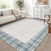 Machine Washable Area Rug Modern Plaid Carpet Non-Slip Stain Resistant Pet Friendly for Living Room Bedroom Dining Room - 2 of 4
