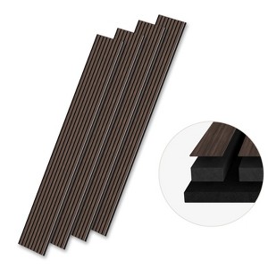 SMARTSTANDARD 94.09 in. x 12.6 in. x 0.9 in. Slat Wood Acoustic Sound Absorbing 3D Decorative Wall Paneling, 4-Pack - 1 of 1
