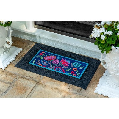 Colorful Floral Garden Outdoor Rubber Doormat 22" x 10"