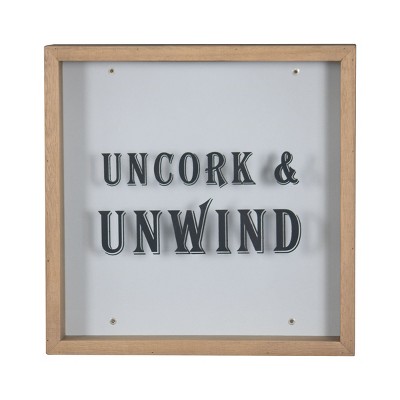 "Uncork & Unwind"  Wooden Cork Holder Shadow Box - Foreside Home & Garden