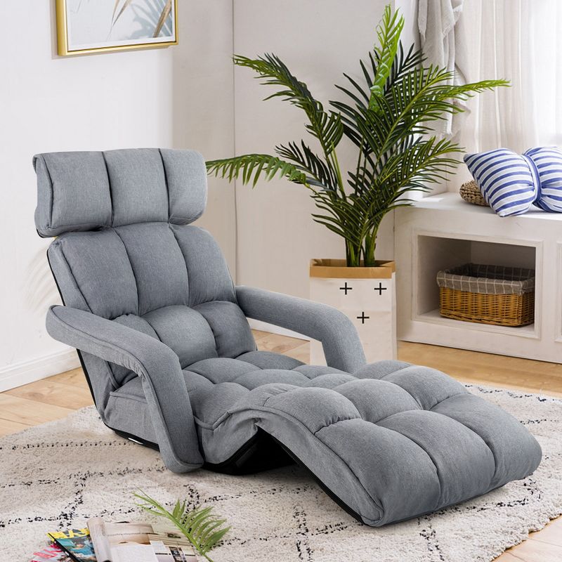 Costway 6-Position Adjustable Floor Chair for Adults Foldable Lazy Sofa for Living Room, 2 of 11