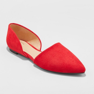 red wide width flats